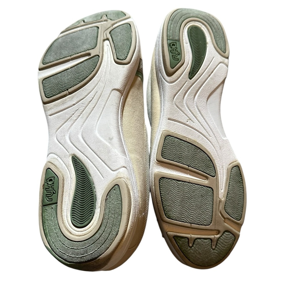 RYKÄ cream/light tan slip on sneaker style flats gray & green accents sz 10 Wide - Picture 5 of 6